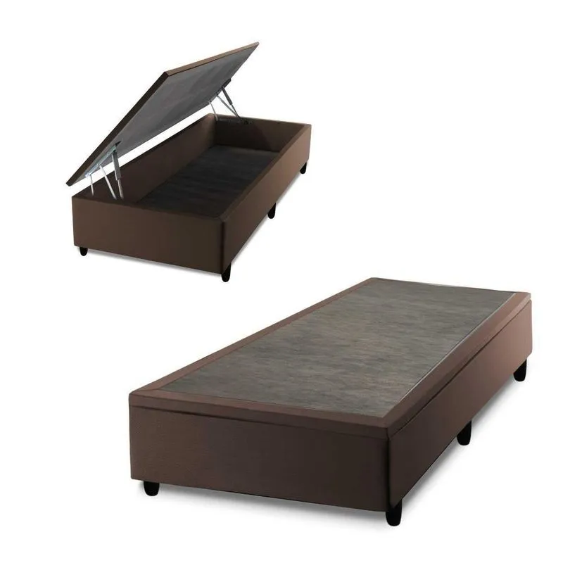 Base Box Baú Marrom Solteiro 96x203x45 - King House
