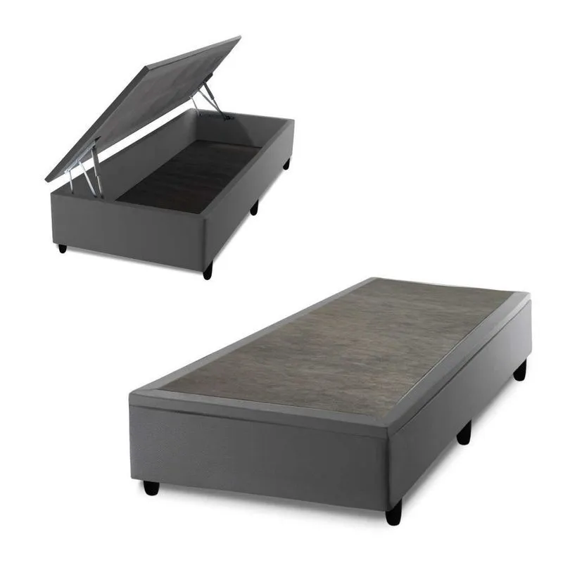 Base Box Baú Cinza Solteiro 96x203x45 - King House