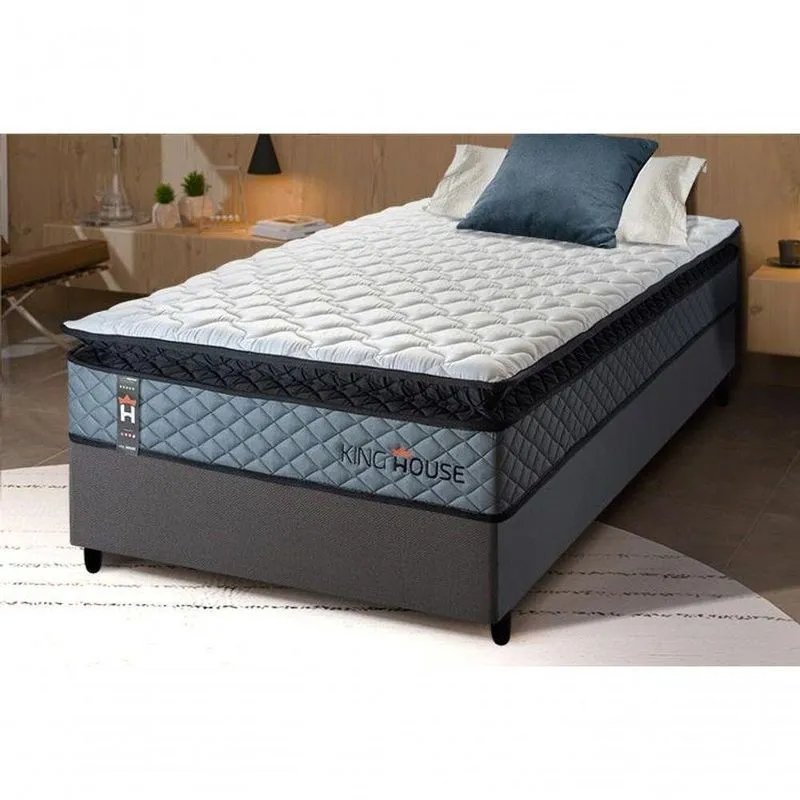 Cama Box Espuma Chicago Solteiro 88x188 Cinza King House