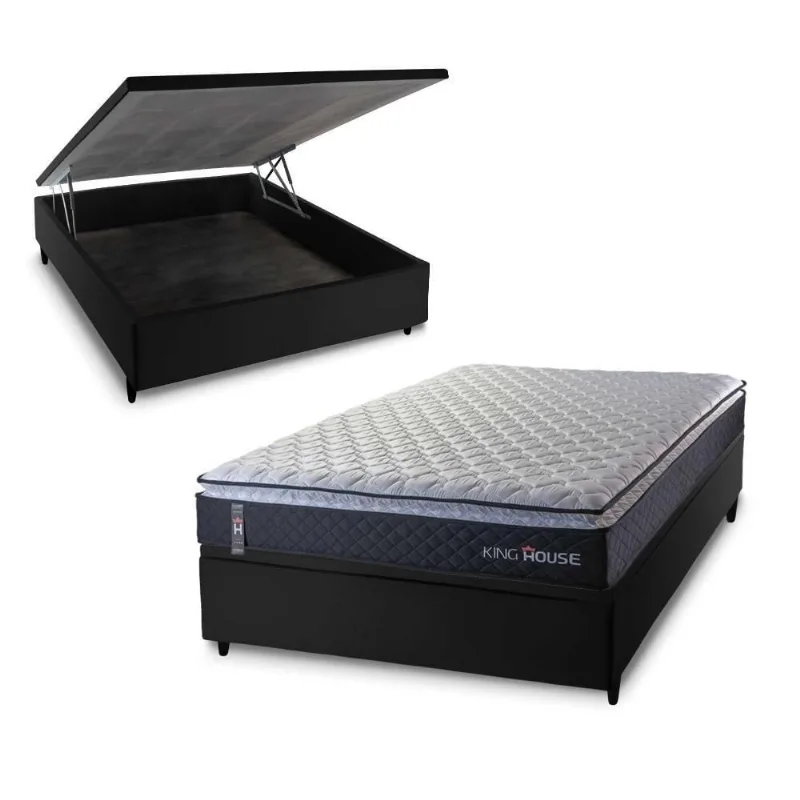 Cama Box Baú Casal 138x188 Dakota Espuma D33 King House - king