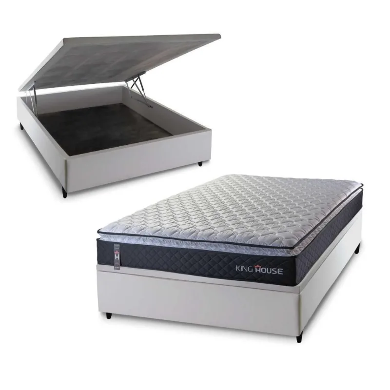 Cama Box Baú Casal 138x188 Dakota Espuma D33 King House - king