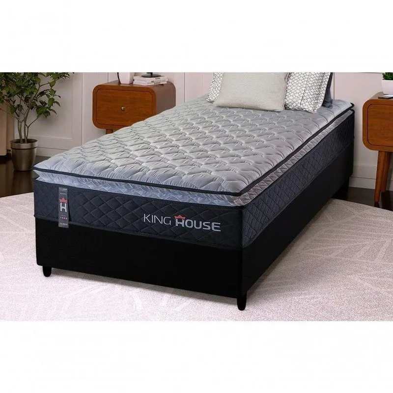 Cama Box Solteiro 88x188 Preto Dakota Espuma D33 King House