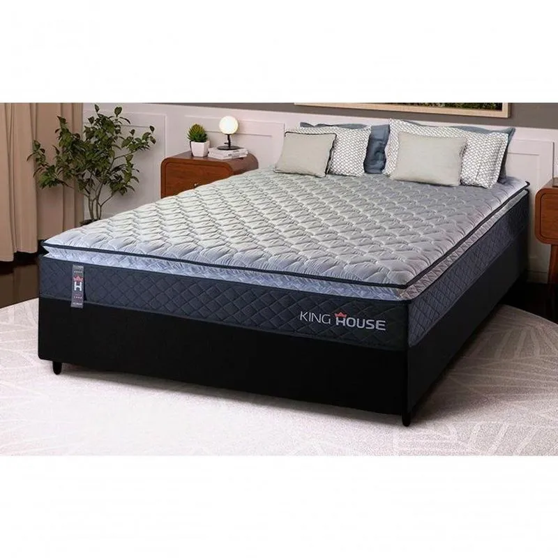 Cama Box Casal 138x188 Preto Dakota Espuma D33 King House