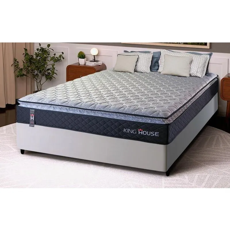 Conjunto Cama Box Viúva Dakota Preto 128x188x57 Espuma D33