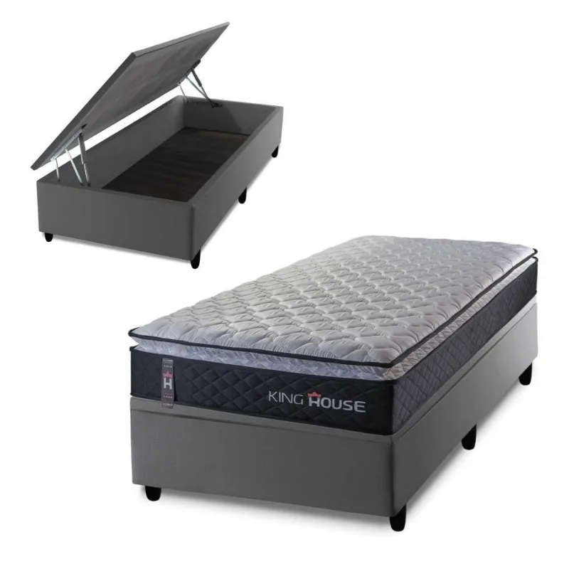 Cama Box Baú Solteirão 96x203 Dakota Espuma D33 King House - king