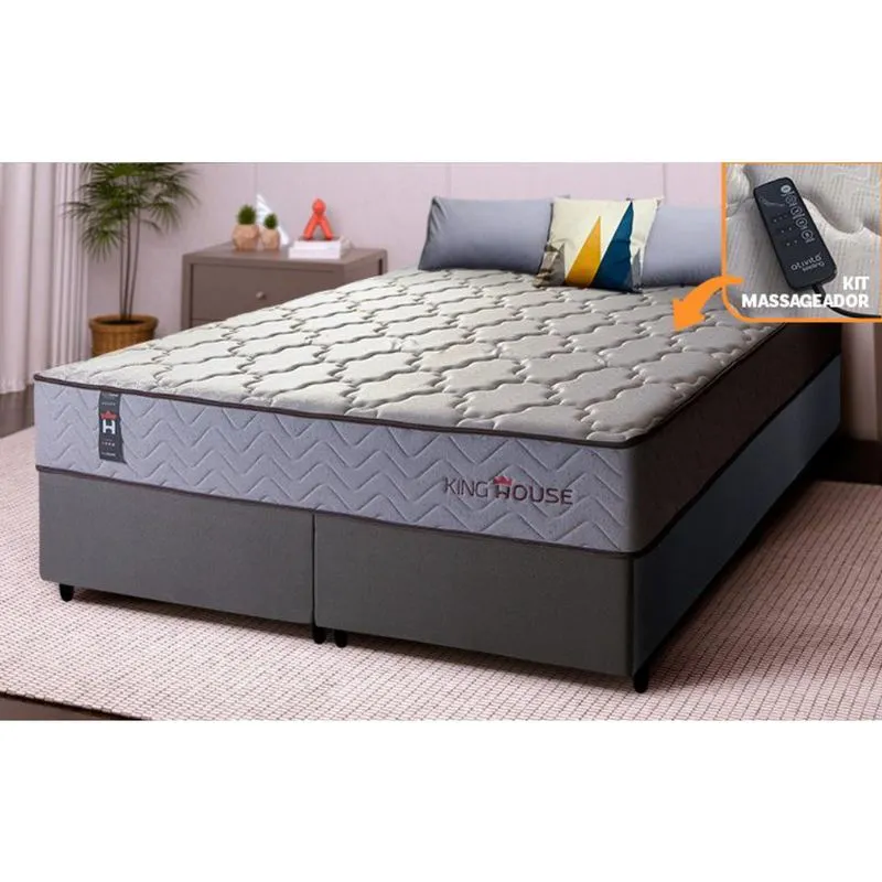 Conjunto Cama Box Magnético King Soft Relax Bege 193x203x63