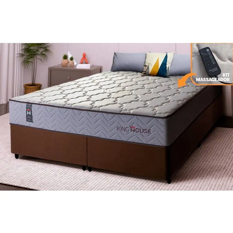 Conjunto Cama Box Magnético Queen Soft Relax Bege 158x198x63