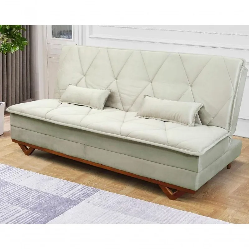 Sofá Cama Estoril 1,90m Bege Suede Velut - King House - king