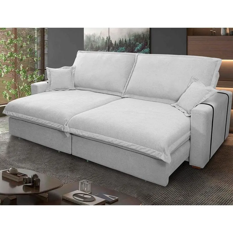 Sofá Retrátil Reclinável Nairobi 2,88m Cinza Bouclê - King House