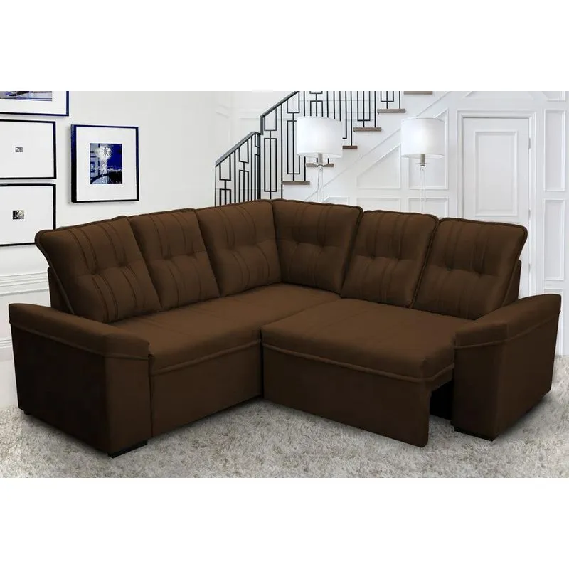Sofá Canto London Marrom Suede Velut - King House