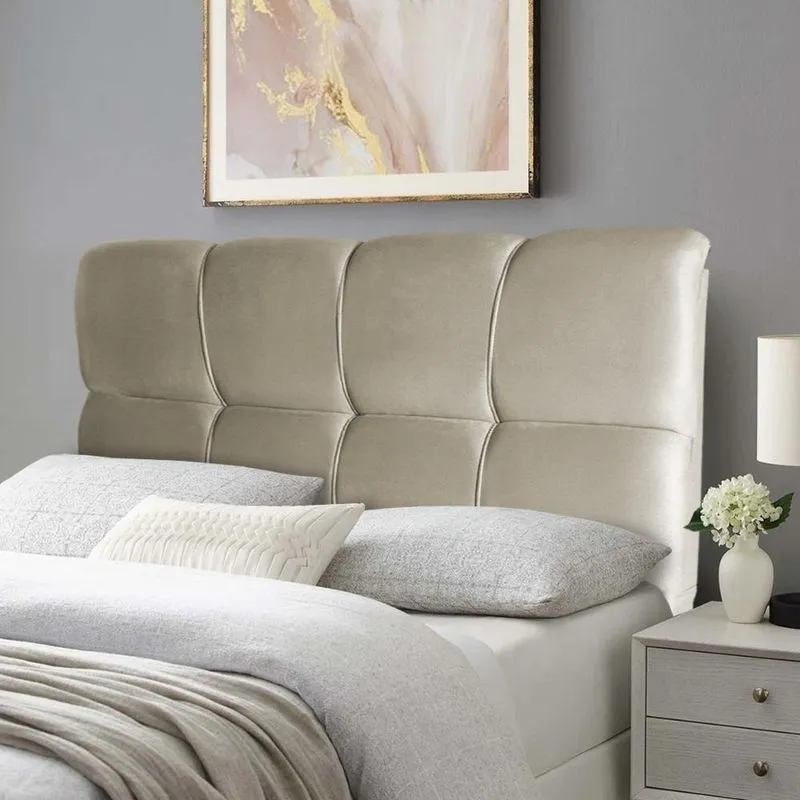 Cabeceira Luna Cama Box Solteiro 98cm Suede Velut Bege - King House