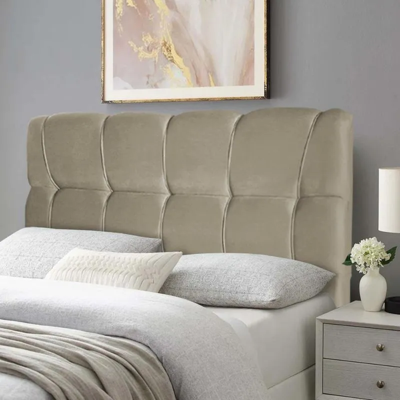 Cabeceira Luna Cama Box King 195cm Suede Velut Bege - King House Cabeceira Cama Box King 195cm Suede Velut Bege - King House