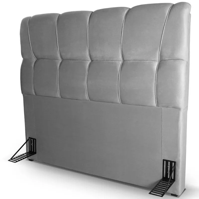 Cabeceira Luna Cama Box Solteiro 90cm Suede Velut Cinza - King House