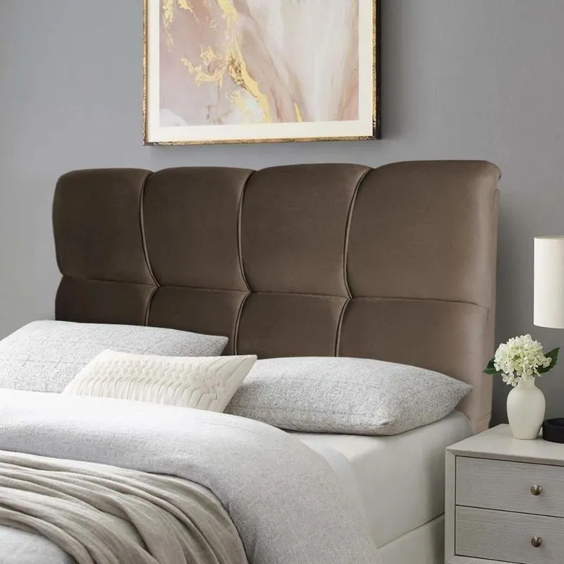 Cabeceira Luna Solteiro No Box Mdf-mdp Suede Marrom 98cm King House