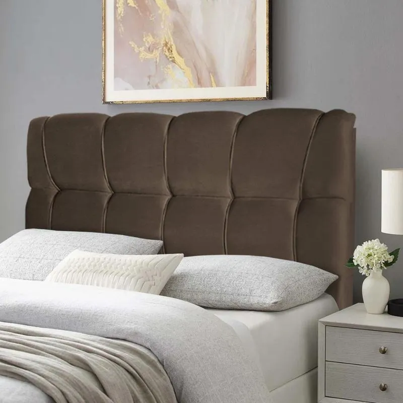Cabeceira Luna Cama Box King 195cm Suede Velut Marrom - King House Cabeceira Cama Box King 195cm Suede Velut Marrom - King House