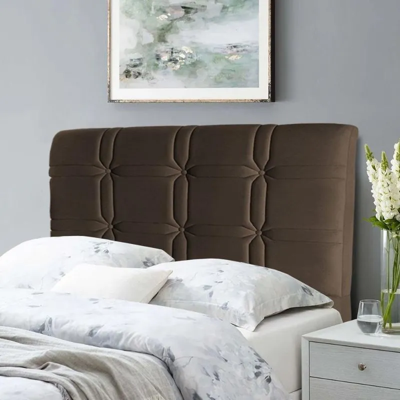 Cabeceira Polo Cama Box Solteiro Fixação No Box MDF-MDP Suede Marrom King House 90cm