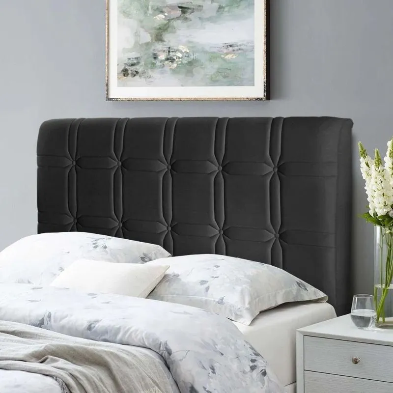 Cabeceira Polo Queen Fixação No Box MDF Suede Velut Preto King House 160cm