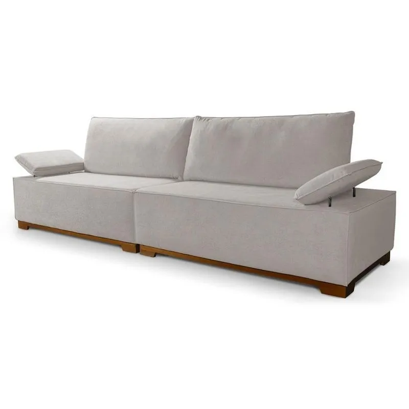Sofá Living Braço Articulado Deluxe 2,50m Bouclê Off White