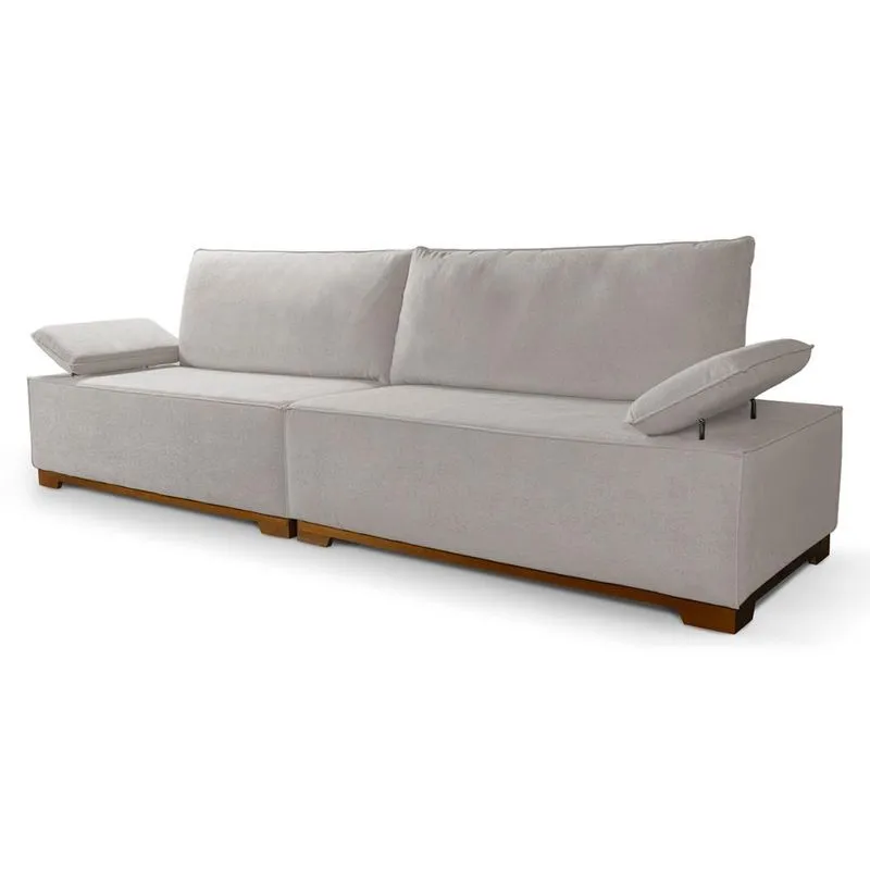 Sofá Living Braço Articulado Deluxe 3,00m Bouclê Off White