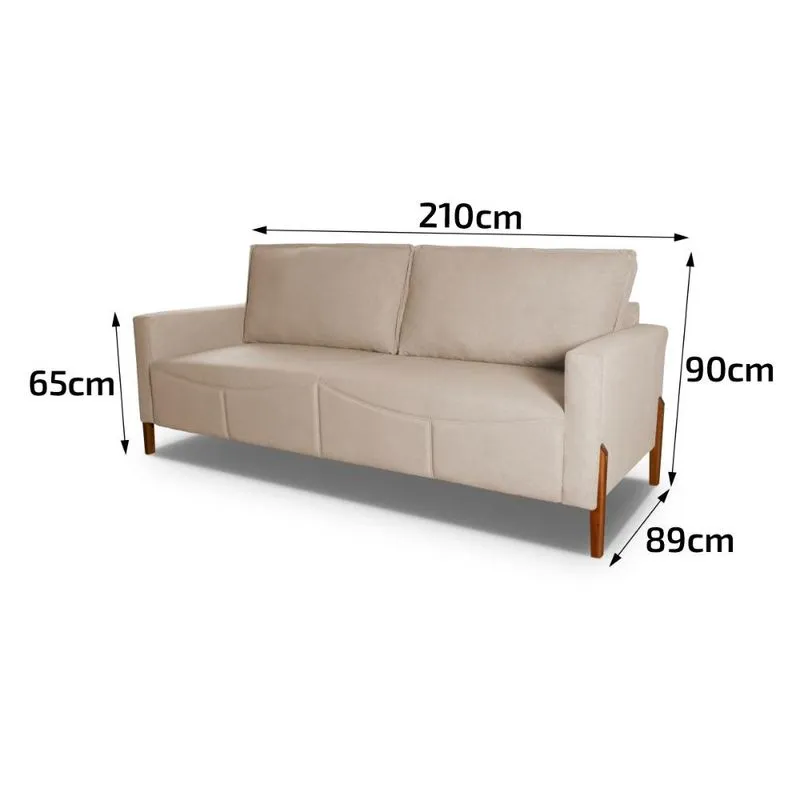 Sofá Living Florença 2,10m Bouclê Bege - King House