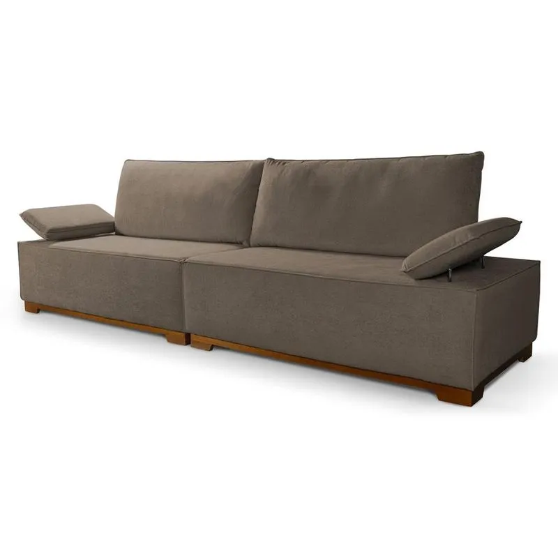 Sofá Living Braço Articulado Deluxe 2,50m Bouclê Marrom