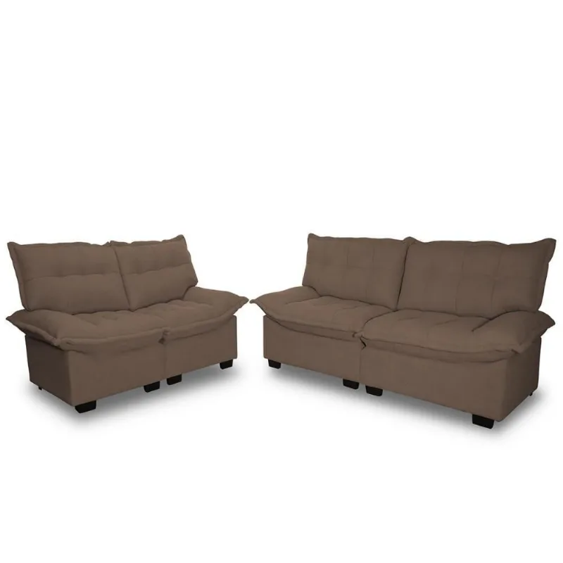 Conjunto Sofá Coliseu 3 E 2 Lugares Bouclê Cafe - King House - king