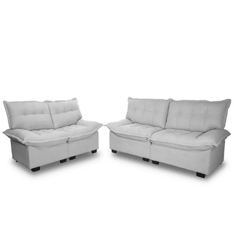 Conjunto Sofá Coliseu 3 E 2 Lugares Bouclê Cinza -king House - king