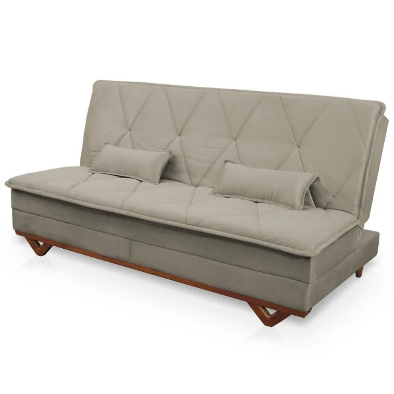 Sofá Cama Estoril 1,90m Marrom Claro Suede Velut - King House - king