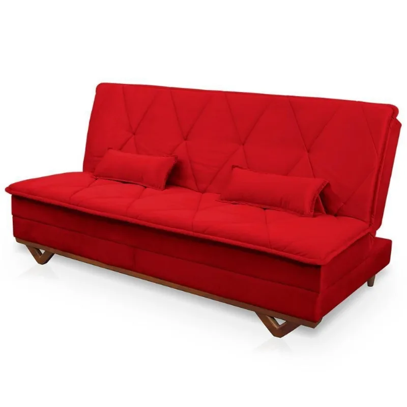 Sofá Cama Estoril 1,90m Vermelho Suede Velut - King House - king