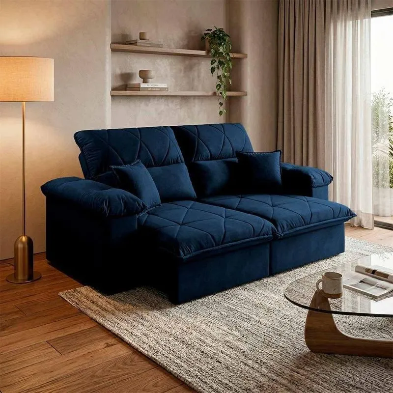 Sofá Trento 2 Lugares Retrátil E Reclinável 180cm Cinza Suede King House