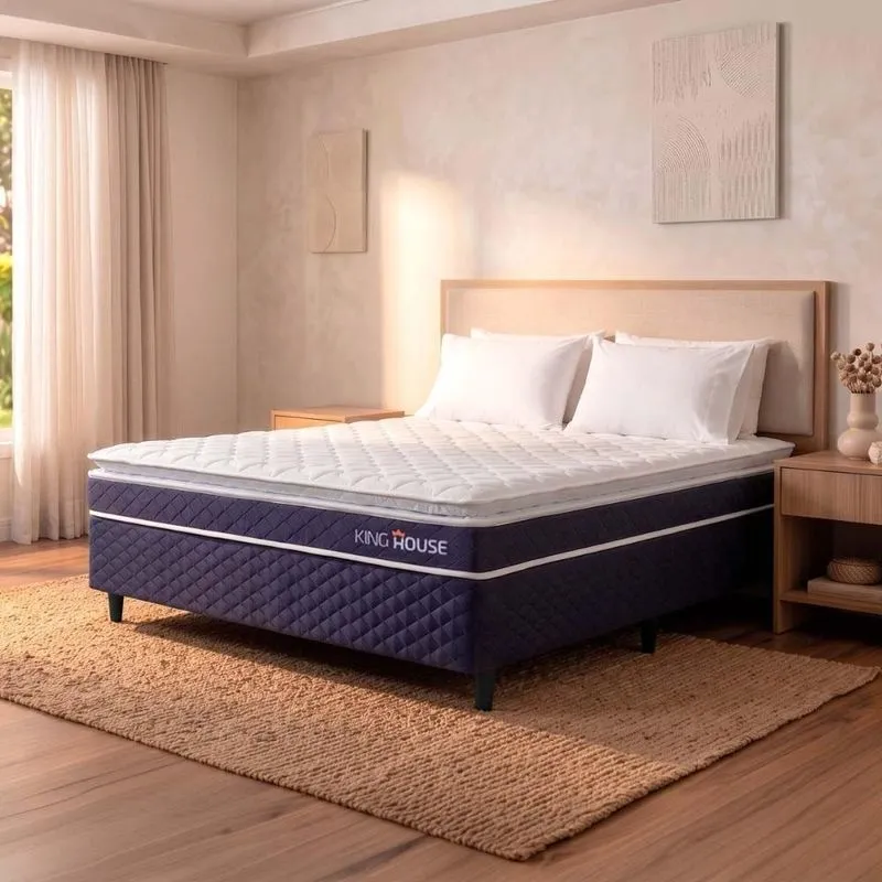 Cama Box Azul Durban Azul D28 Casal 138x188 - King House