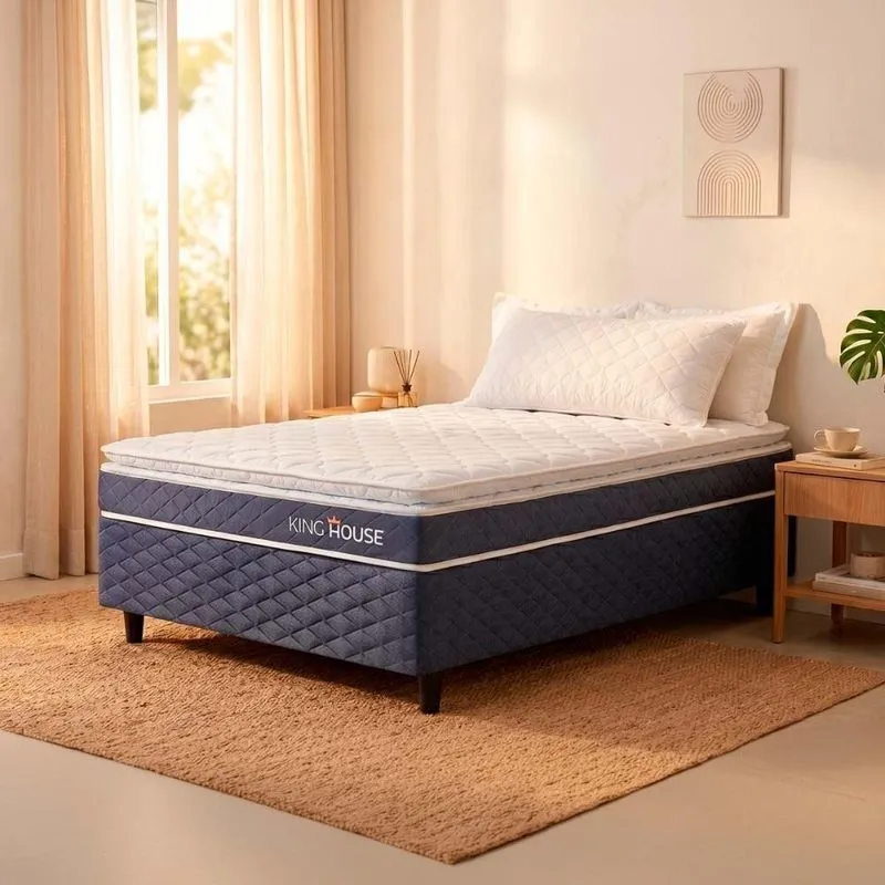 Cama Box Azul Durban Azul D28 Solteiro 88x188 - King House