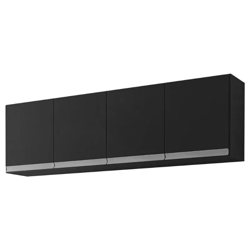 Armário De Cozinha Aéreo Andréia 150cm 4 Portas Preto - Abmaza