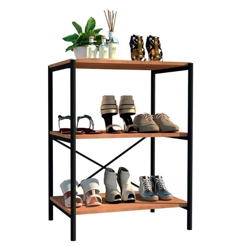 Sapateira Multiuso Hall De Entrada Padova 60cm 3 Prateleiras Demolição Preto - Abmaza