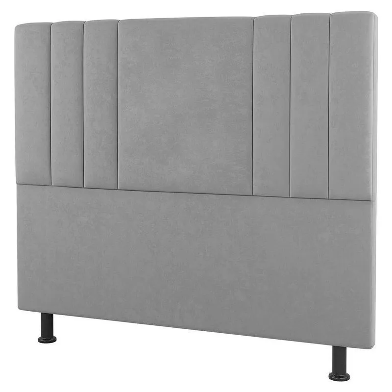 Cabeceira Cama Box Casal Grace 140cm Suede Cinza Claro