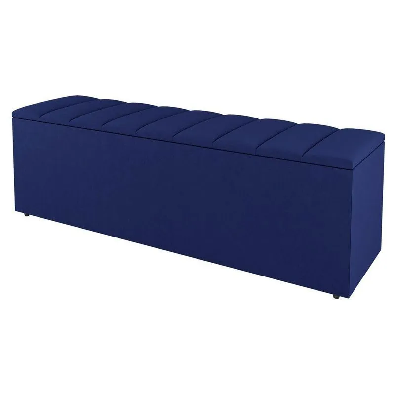 Calçadeira Baú Solteiro Cora 90cm Suede Azul - Desk Design