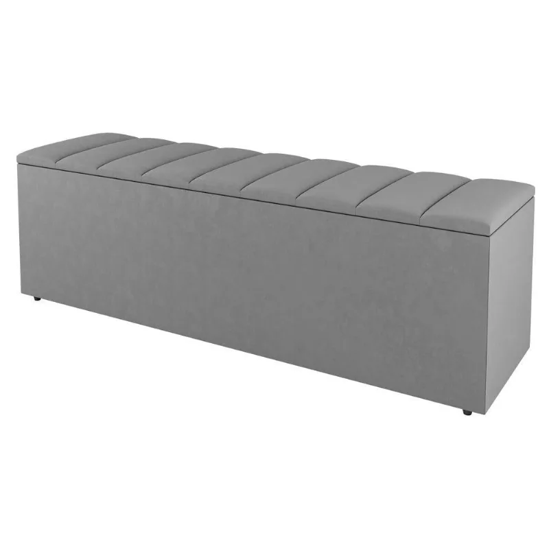 Calçadeira Baú Queen Size Cora 160cm Suede Cinza Claro - Abmaza