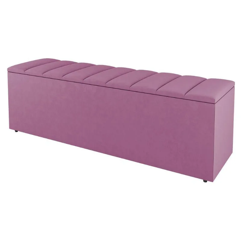 Calçadeira Baú Queen Size Cora 160cm Suede Rosa - Abmaza