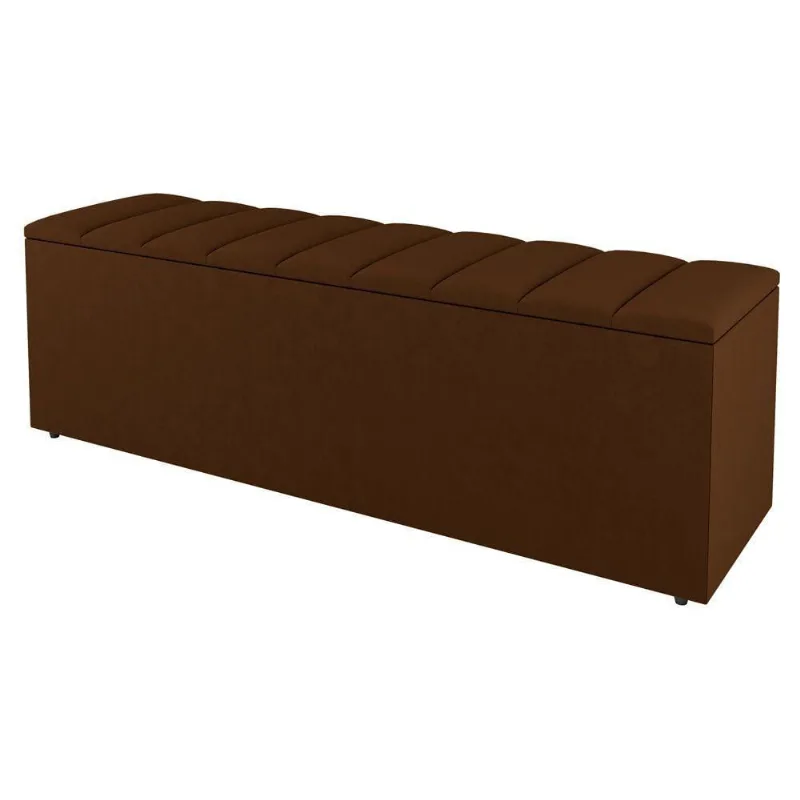 Calçadeira Baú King Size Cora 190cm Suede Terracota - Abmaza