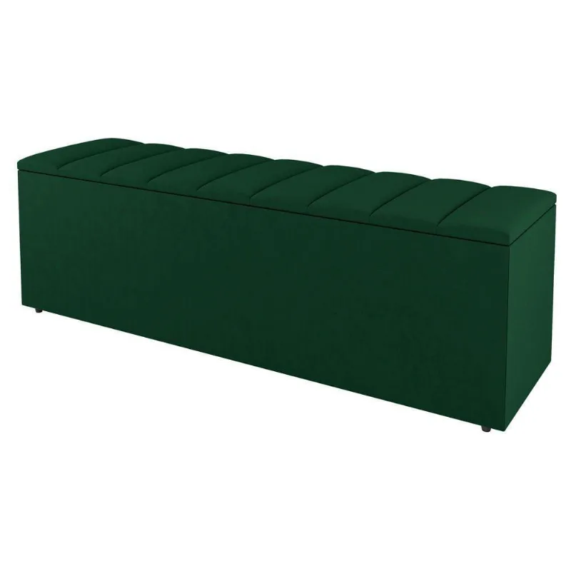 Calçadeira Baú King Size Cora 190cm Suede Verde - Abmaza
