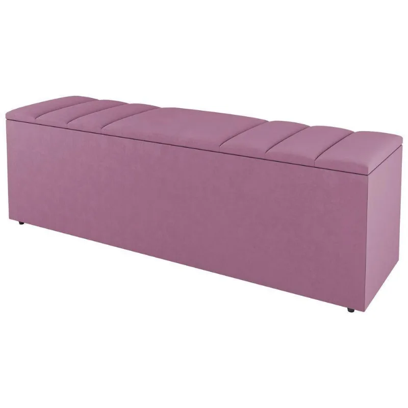 Calçadeira Baú Solteiro Grace 90cm Suede Rosa - Abmaza