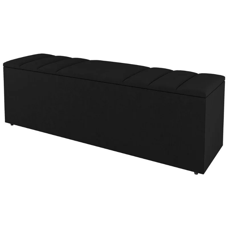 Calçadeira Baú Casal Grace 140cm Suede Preto - Abmaza