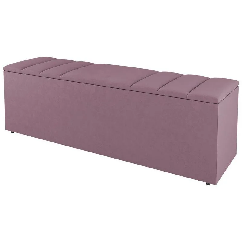 Calçadeira Baú Casal Grace 140cm Suede Rosé - Desk Design