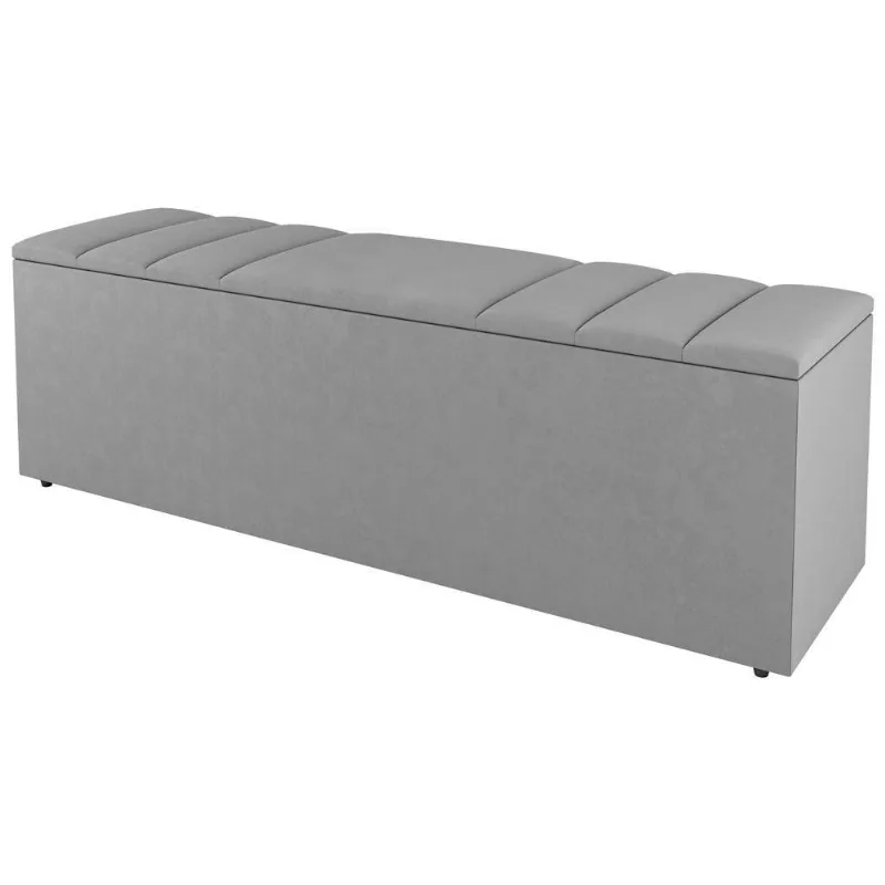 Calçadeira Baú Queen Size Grace 160cm Suede Cinza Claro - Abmaza