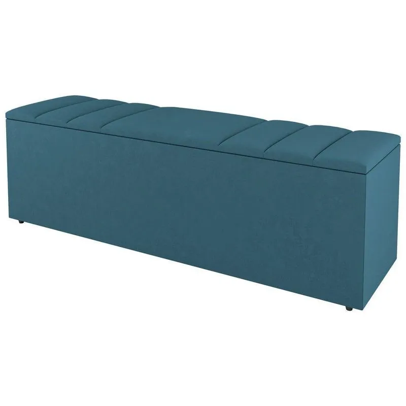 Calçadeira Baú Queen Size Grace 160cm Suede Turquesa