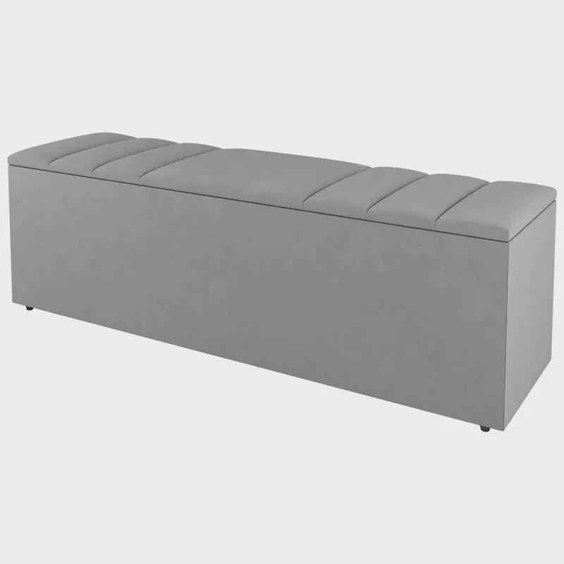 Calçadeira Baú King Size Grace 190cm Suede Cinza Claro - Desk Design