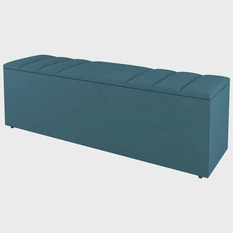 Calçadeira Baú King Size Grace 190cm Suede Turquesa - Desk Design