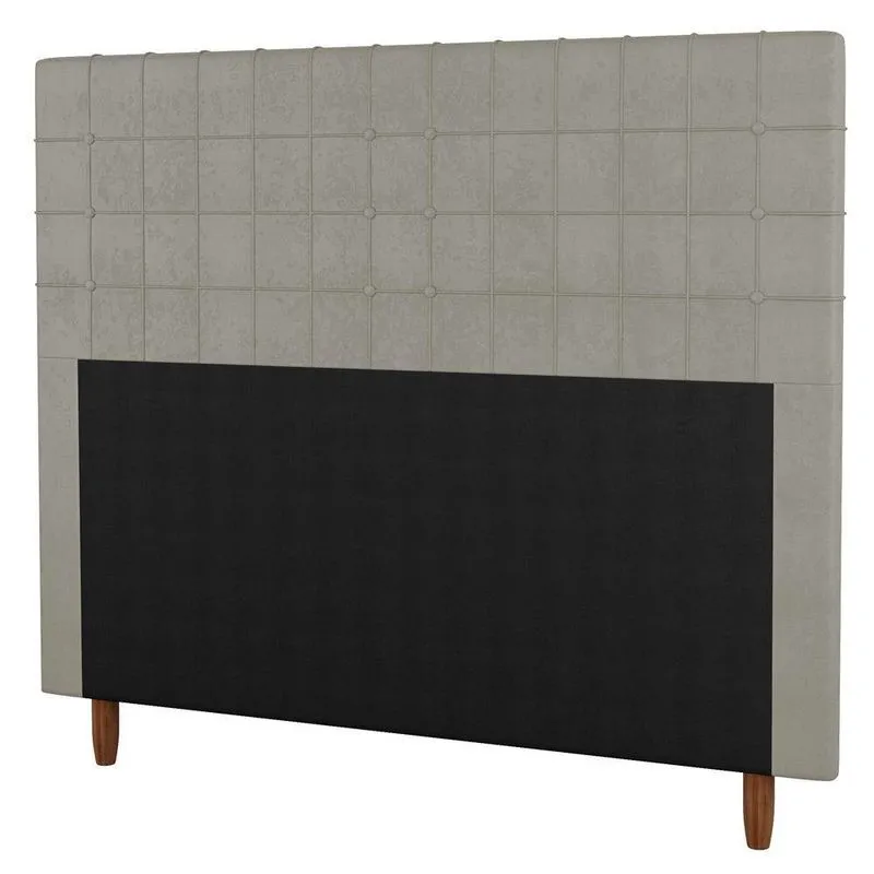 Cabeceira Cama Box Casal King Size Parisis 195cm Veludo Bege