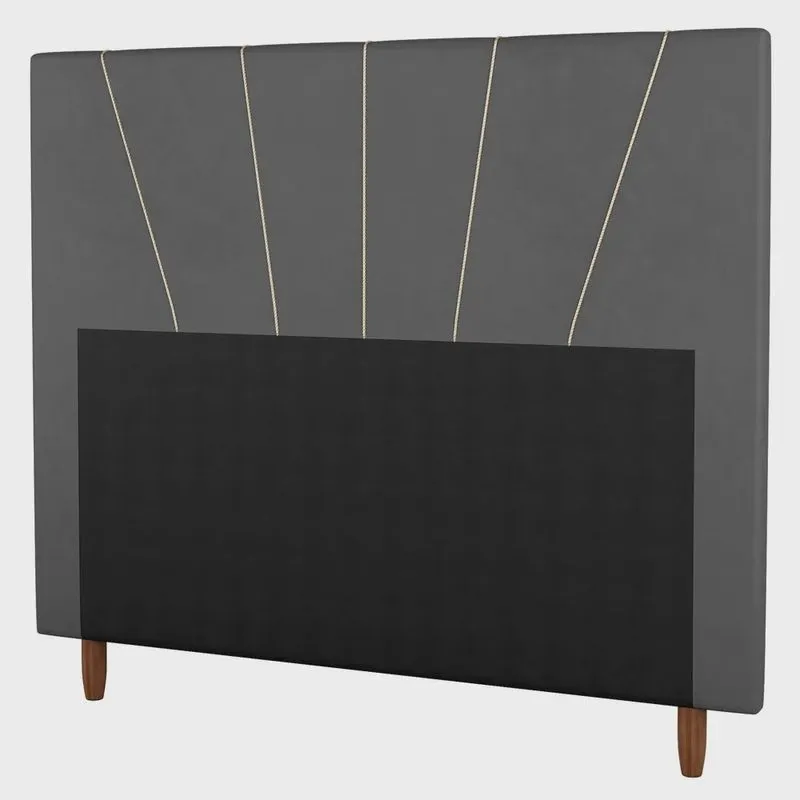 Cabeceira Cama Box Casal Queen Size Dallas 160cm Veludo Cinza - Desk Design