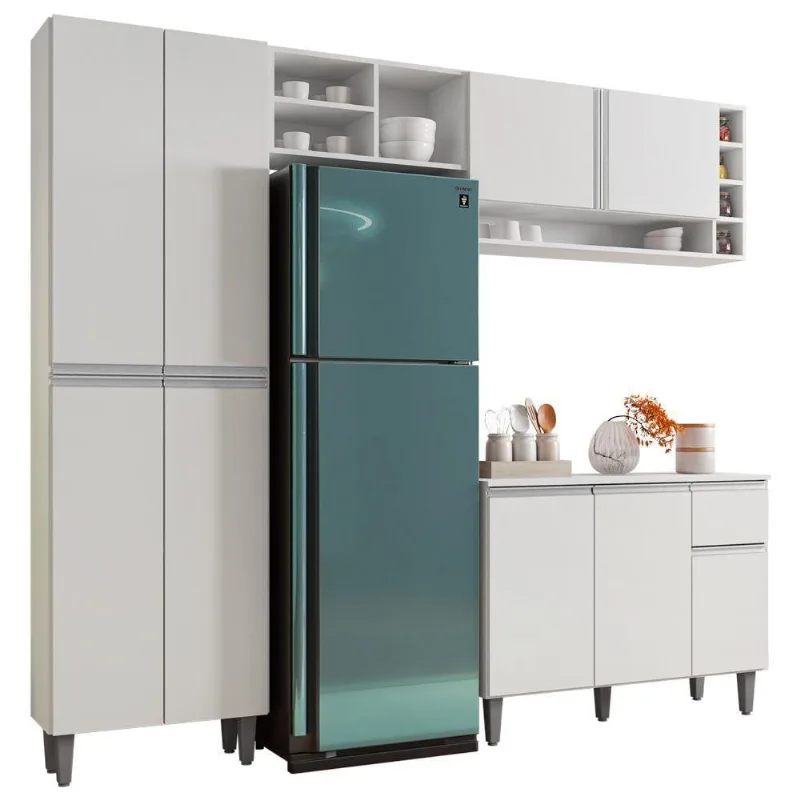 Cozinha Modulada Completa Vanessa 5 Peças 230Cm Branco - Desk Design